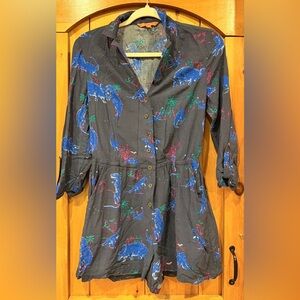 Modcloth Vibrant Dinosaur Print Romper